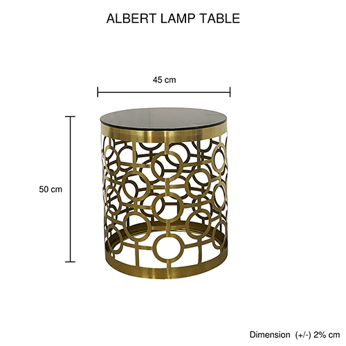Albert Lamp Table Round Shape Tempered Glass Top Stainless Titanium Gold 